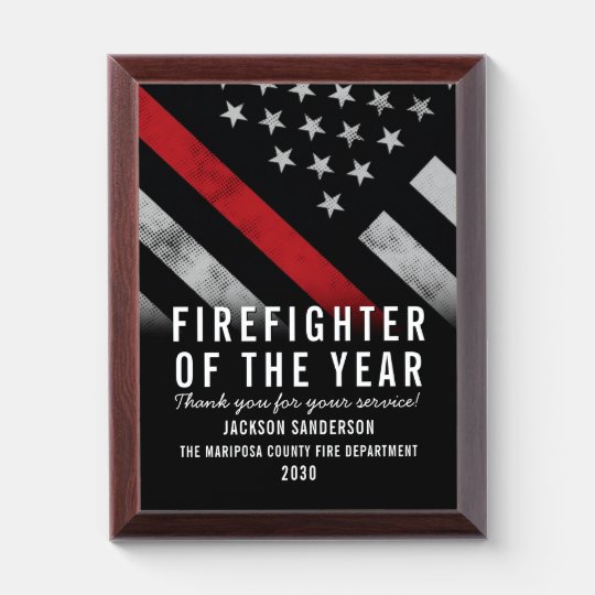 Firefighter of the Year Employee Recognition Award Plaque
