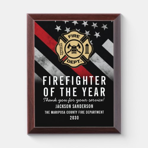 Firefighter of the Year Employee Recognition Award Plaque
