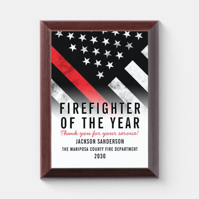 Firefighter of the Year Employee Recognition Award Plaque (Vertical)