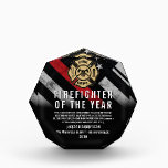 Firefighter of the Year Employee Recognition Logo Acrylic Award<br><div class="desc">This design features a firefighter flag with black and white stripes,  and a thin red line stripe as well. This award is great for showing appreciation to a firefighter,  lieutenant,  captain,  or chief for their service and becoming firefighter of the year.</div>