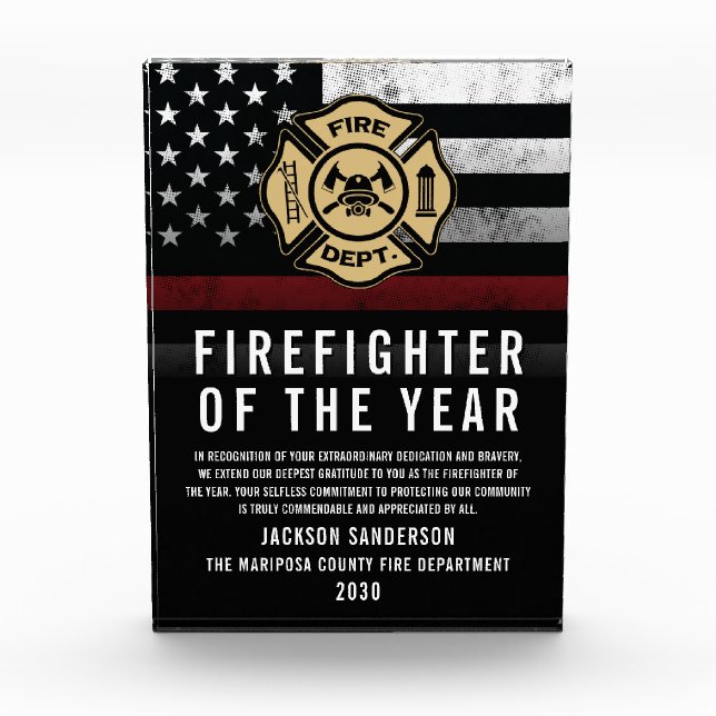 Firefighter of the Year Employee Recognition Logo Acrylic Award (Front)