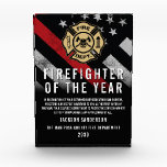 Firefighter of the Year Employee Recognition Logo Acrylic Award<br><div class="desc">This design features a firefighter flag with black and white stripes,  and a thin red line stripe as well. This award is great for showing appreciation to a firefighter,  lieutenant,  captain,  or chief for their service and becoming firefighter of the year.</div>