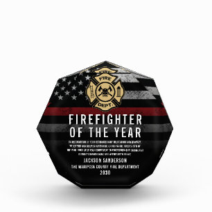 Firefighter of the Year Employee Recognition Logo Acrylic Award