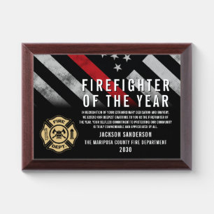 Firefighter of the Year Employee Recognition Logo Award Plaque
