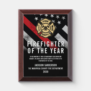 Firefighter of the Year Employee Recognition Logo Award Plaque