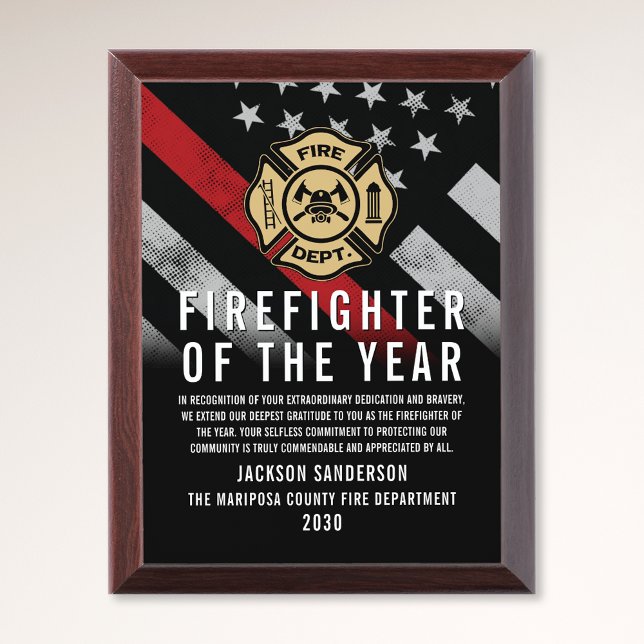 Firefighter of the Year Employee Recognition Logo Award Plaque (Firefighter of the Year Logo Employee Recognition Award Plaque)