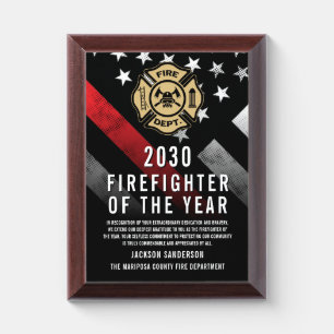 Firefighter of the Year Employee Recognition Logo Award Plaque