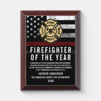 Firefighter of the Year Employee Recognition Logo Award Plaque