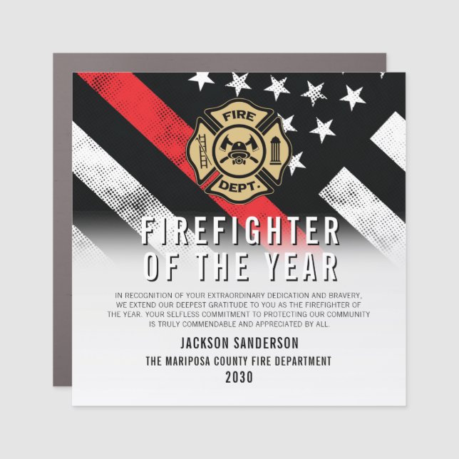Firefighter of the Year Employee Recognition Logo Car Magnet (Front)