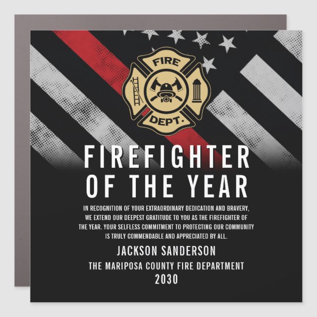 Firefighter of the Year Employee Recognition Logo Car Magnet (Front)