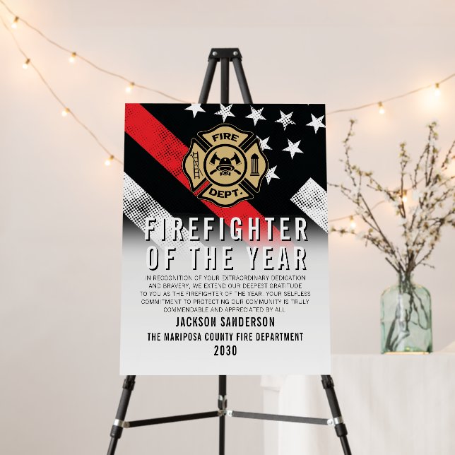 Firefighter of the Year Employee Recognition Logo Foam Board (In Situ (Stand))