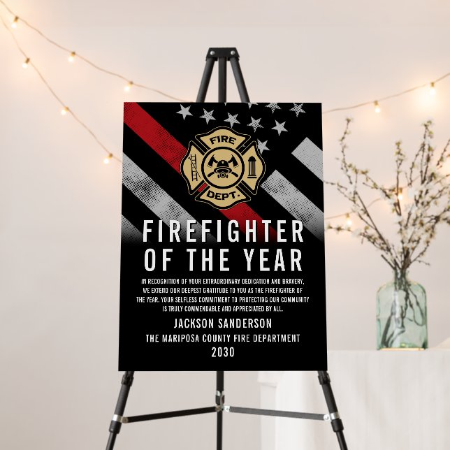 Firefighter of the Year Employee Recognition Logo Foam Board (In Situ (Stand))