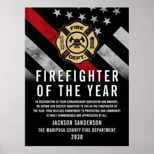Firefighter of the Year Employee Recognition Logo Poster