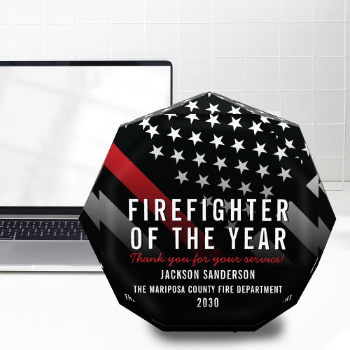 Firefighter of the Year Employee Red Line Flag