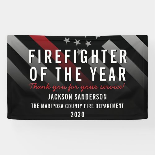 Firefighter of the Year Employee Red Line Flag Banner