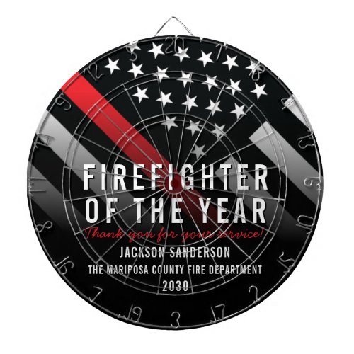 Firefighter of the Year Employee Red Line Flag Dart Board