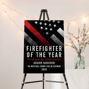 Firefighter of the Year Employee Red Line Flag Foam Board