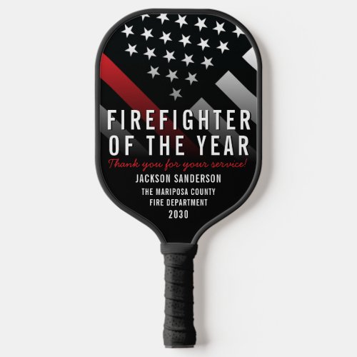 Firefighter of the Year Employee Red Line Flag Pickleball Paddle