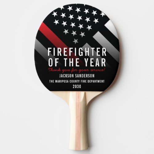 Firefighter of the Year Employee Red Line Flag Ping Pong Paddle