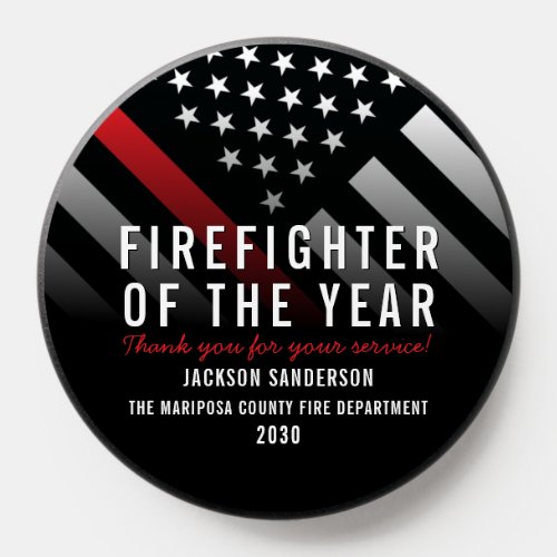 Firefighter of the Year Employee Red Line Flag PopSocket