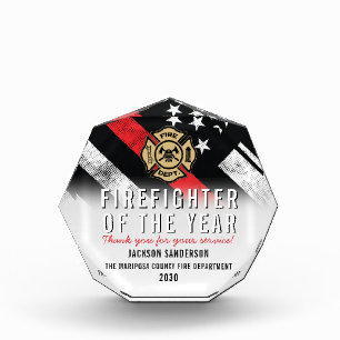 Firefighter of the Year Fire Department Employee Acrylic Award