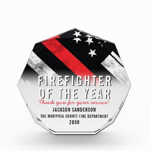 Firefighter of the Year Fire Department Employee Acrylic Award