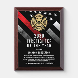 Firefighter of the Year Fire Department Employee Award Plaque