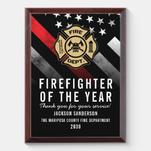 Firefighter of the Year Fire Department Employee Award Plaque