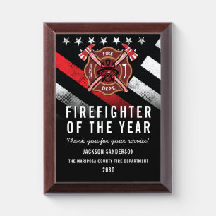 Firefighter of the Year Fire Department Employee Award Plaque