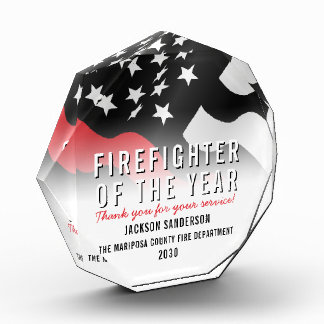 Firefighter of the Year Fire Department Fireman Acrylic Award