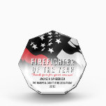 Firefighter of the Year Fire Department Fireman Acrylic Award<br><div class="desc">This design features a firefighter flag with black and white stripes,  and a thin red line stripe as well. This award is great for showing appreciation to a firefighter,  lieutenant,  captain,  or chief for their service and becoming firefighter of the year.</div>
