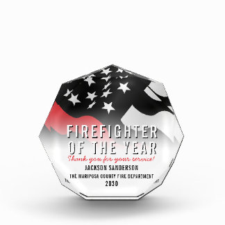 Firefighter of the Year Fire Department Fireman Acrylic Award