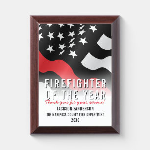 Firefighter of the Year Fire Department Fireman Award Plaque