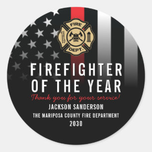 Firefighter of the Year Fire Department Logo Classic Round Sticker