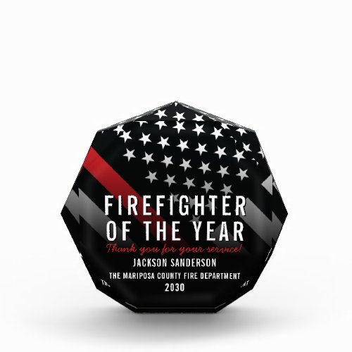 Firefighter of the Year Fireman Appreciation Fire Acrylic Award