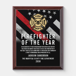 Firefighter of the Year Fireman Recognition Logo Award Plaque