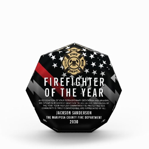 Firefighter of the Year Logo Employee Recognition Acrylic Award