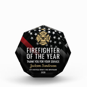 Firefighter of the Year Logo Fire Department Badge Acrylic Award