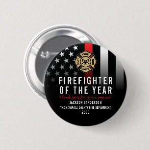 Firefighter of the Year Logo Fire Department Button