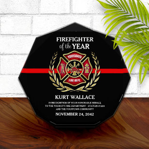 Firefighter of the Year Thin Red Line Acrylic Award