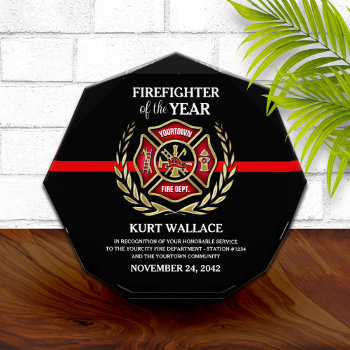 Firefighter Of The Year Thin Red Line Acrylic Award by reflections06 at Zazzle