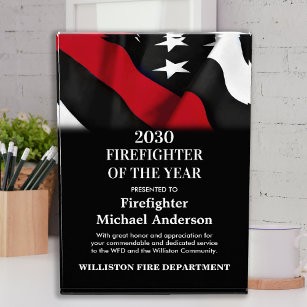 Firefighter Of The Year Thin Red Line Recognition Acrylic Award