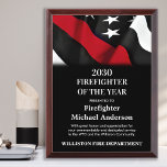 Firefighter Of The Year Thin Red Line Recognition Award Plaque<br><div class="desc">Celebrate and show your appreciation to an outstanding Firefighter with this Thin Red Line Firefighter Of The Year Award - American flag design in Firefighter Flag colors , modern black red design. Personalize this Firefighter award with fireman name, text with fire department name, message community, and date of issue. Perfect...</div>