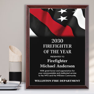 Firefighter Of The Year Thin Red Line Recognition Award Plaque