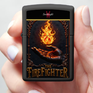 Firefighter Open Hand Holding Protected Fire Motif Zippo Lighter