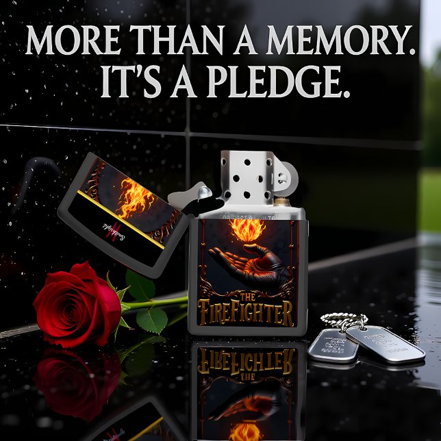 Firefighter Open Hand Holding Protected Fire Motif Zippo Lighter (Creator Uploaded)