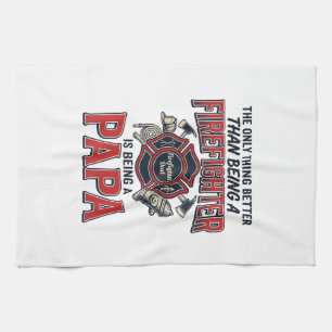 Firefighter Papa Vintage Engraving Shirt Design_1 Kitchen Towel