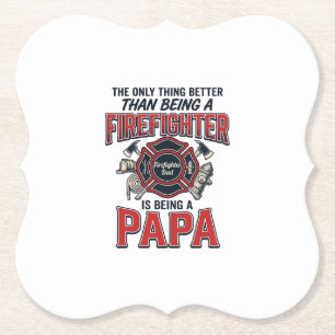 Firefighter Papa Vintage Engraving Shirt Design_1 Paper Coaster