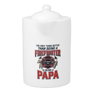 Firefighter Papa Vintage Engraving Shirt Design_1 Teapot