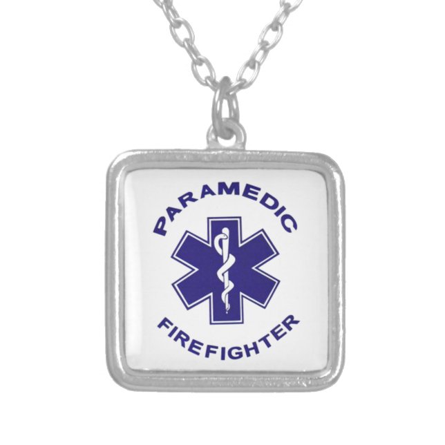 Firefighter Paramedic Silver Plated Necklace (Front)